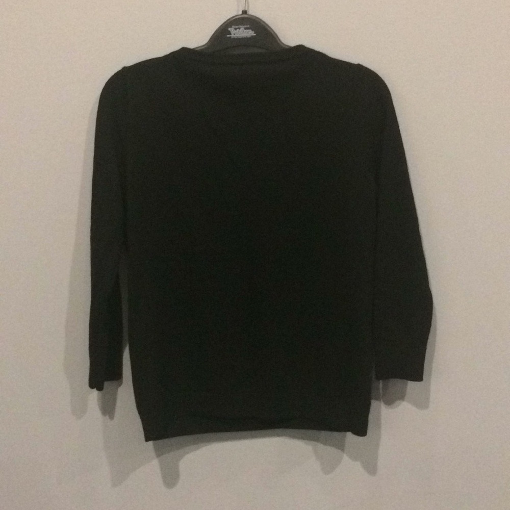 Talbots Black Merino Wool Three-Quarter Sleeve Classic‎ Jewel Neck Sweater - Picture 4 of 6